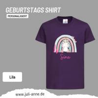 Personalisiertes Shirt GEBURTSTAG Zahl & Name personalisiert Regenbogen Dino Einhorn Bild 7