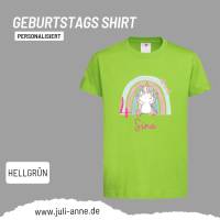 Personalisiertes Shirt GEBURTSTAG Zahl & Name personalisiert Regenbogen Dino Einhorn Bild 9