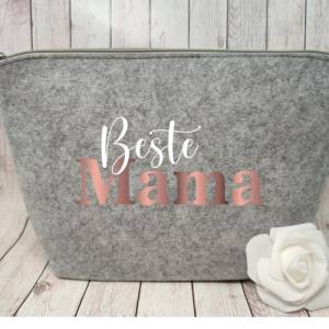 Kosmetiktasche Beste Mama Metallic | Tasche |Personalisierter Kosmetikbeutel | Kulturtasche | Weihnachtsgeschenk Mama Bild 1