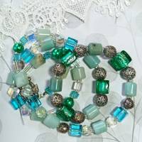 Edelsteinkette Amazonit und funkelnde Kristalle Geschenk für sie handmade Glasschmuck Bild 5