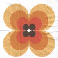 20 Lunchservietten Retrospots, 60er Jahre Blume, graphisches Muster mit Kreisen in Brauntönen Bild 1