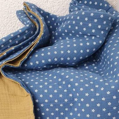 Musselindecke groß Erwachsene blau 200x130 cm Sommerdecke Kuscheldecke Bettdecke leicht Plaid Planket Geschenke für Ihn