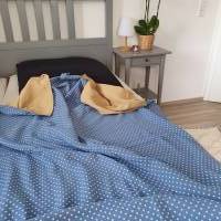 Musselindecke groß Erwachsene blau 200x130 cm Sommerdecke Kuscheldecke Bettdecke leicht Plaid Planket Geschenke für Ihn Bild 2