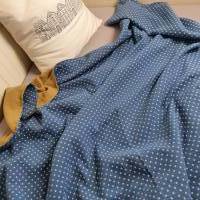 Musselindecke groß Erwachsene blau 200x130 cm Sommerdecke Kuscheldecke Bettdecke leicht Plaid Planket Geschenke für Ihn Bild 4