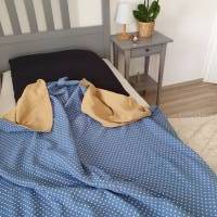 Musselindecke groß Erwachsene blau 200x130 cm Sommerdecke Kuscheldecke Bettdecke leicht Plaid Planket Geschenke für Ihn Bild 7