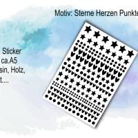 Rub-On Classic Sticker  Herzen Sterne Punkte auf A5 für Glas Emaille, Raysin, Keraflott Holz Bild 1
