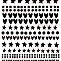 Rub-On Classic Sticker  Herzen Sterne Punkte auf A5 für Glas Emaille, Raysin, Keraflott Holz Bild 2