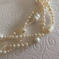 Perlenkette extra lang 140 cm, weiß, Zuchtperlenkette mit Zirkonia, besonderes Geschenk, Handarbeit aus Bayern Bild 8