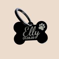 Hundemarke Halsband Anhänger Aluminium schwarz Geschenkidee mit Gravur Datum Name Telefonnummer Bild 2