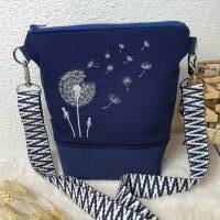 Crossbag FRIDA Damen blau Crossbodybag bestickt Pusteblume Handtasche Tasche verstellbares Gurtband Bild 2