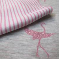 Rest: 0,87 x 1,60 m Jersey  Doubleface Glitter Glitzer Flamingo/Streifen Rosa (1m/11,49€) Bild 1