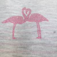 Rest: 0,87 x 1,60 m Jersey  Doubleface Glitter Glitzer Flamingo/Streifen Rosa (1m/11,49€) Bild 2