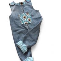 Upcycling-Babystrampler aus Jeans mit Jersey-Tasche Größe 62 Bild 1