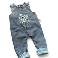 Upcycling-Babystrampler aus Jeans mit Jersey-Tasche Größe 62 Bild 2