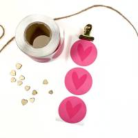 Aufkleber rund mit Herz Sticker PINK Geschenkaufkleber mit UV-Effekt Geschenksticker Partysticker Bild 1