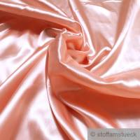 Stoff Polyester Satin apricot leicht blickdicht glänzend glatt pastell lachs Bild 1
