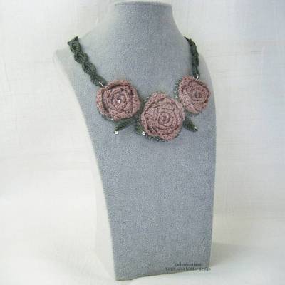 Häkelanleitung - SET Yo-Rose Schmuck - 4 Anleitungen mit Ketten, Ring und Armbandvariationen - PDF