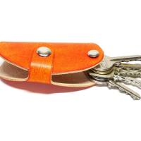 Leder Schlüsselbund Schlüsseletui Personalisierbar – Saddle OX – Orange Bild 5