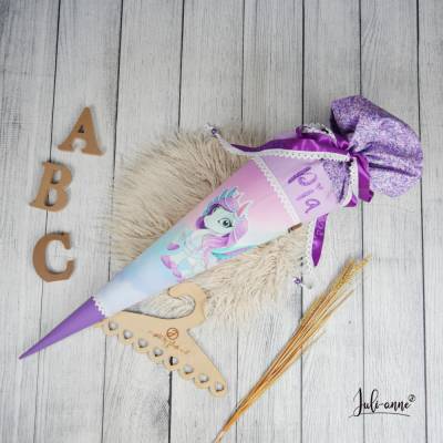 Schultüte Stoff Pegasus Lila *personalisierbar und mit Kisseninlet