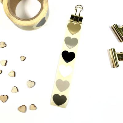 Aufkleber in Herzform GOLD CHAMPAGNER SCHWARZ GRAU WEISS  Mini-Sticker Geschenkaufkleber Herzen 2,2cm