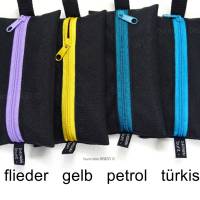 Täschchen wetbag SCHWARZ Outdoorstoff Zipper FLIEDER, Kosmetik TaTüTa Kopfhörer, Geschenkidee, BuntMixxDESIG Bild 2