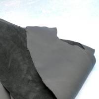 9€/kg 800g Lederstück Schwarz beide Seiten echtes glattes Leder Bild 1