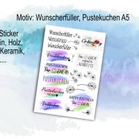 Rub-On Classic Pustekuchen Wunscherfüller  A5, Transfer-Sticker für z.B.Tasse, Emaille,Glas, Gips, Raysin, Keraflott, Ho Bild 1