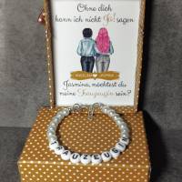 Perlenarmband mit Geschenkbox - Willst du meine Trauzeugin sein? - personalisiert mit Namen & Grafik *Braut, Hochzeit Bild 1