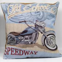 Retro Kissen Motorrad/Shopper Old School Speedway | Rücken in braun Bild 1
