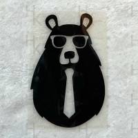Bügelbild - Cooler Bär | Brille | Krawatte - viele mögliche Farben Bild 1
