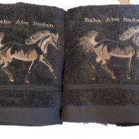 Duschtuch, Handtuch oder SET Geschenk Pferd Pferdesport personalisiert bestickt Bild 2