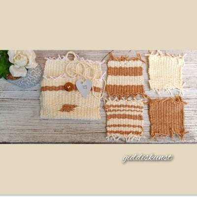 Untersetzer handgewebte, 4er-Set mit Aufbewahrungstasche