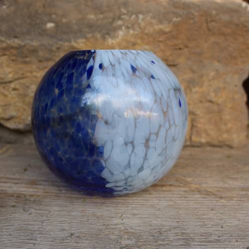 Vase Kugelvase Glas mundgeblasen Glashütte Regenhütte 70er Jahre West Germany