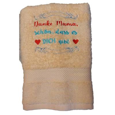 Handtuch - Duschtuch SET Geschenk Muttertag Oma Geburtstag bestickt HANDMAD