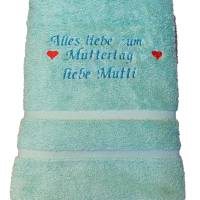 Handtuch - Duschtuch SET Geschenk Muttertag Oma Geburtstag bestickt HANDMAD Bild 2