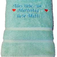 Handtuch - Duschtuch SET Geschenk Muttertag Oma Geburtstag bestickt HANDMAD Bild 5