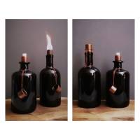 Flaschenfackel aus Altglas mit Dauerdocht | braun kupfer | Tischfackel Gartenfackel Bild 1