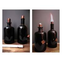 Flaschenfackel aus Altglas mit Dauerdocht | braun kupfer | Tischfackel Gartenfackel Bild 5