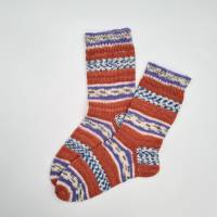 Gestrickte bunte Socken, Gr. 36/37, Stricksocken, Kuschelsocken aus 4 fach Sockenwolle handgestrickt Bild 1