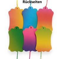 6 teiliges Set Geschenkanhänger, Regenbogen Karton, Ginkgoblatt Bild 6