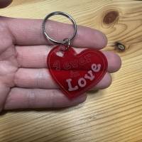 Gravur Schlüsselanhänger rotes Herz personalisiert Silber Name Laser Geschenkidee Valentinstag Geburtstag Edelstahl Bild 5
