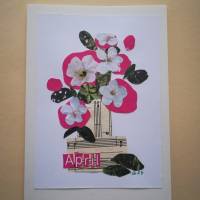 Grußkarte mit Blumenmotiv ,,APRIL“ Collage Original Bild 3