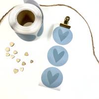 Aufkleber rund mit Herz Sticker HELLBLAU Geschenkaufkleber mit UV-Effekt Geschenksticker Partysticker Bild 1
