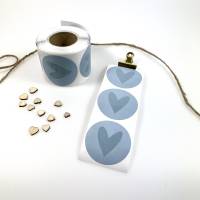 Aufkleber rund mit Herz Sticker HELLBLAU Geschenkaufkleber mit UV-Effekt Geschenksticker Partysticker Bild 3