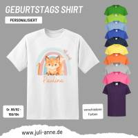 Personalisiertes Shirt GEBURTSTAG Zahl & Name personalisiert Regenbogen Fuchs Bild 1