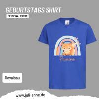 Personalisiertes Shirt GEBURTSTAG Zahl & Name personalisiert Regenbogen Fuchs Bild 2