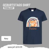 Personalisiertes Shirt GEBURTSTAG Zahl & Name personalisiert Regenbogen Fuchs Bild 3