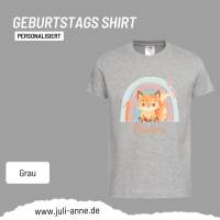 Personalisiertes Shirt GEBURTSTAG Zahl & Name personalisiert Regenbogen Fuchs Bild 5