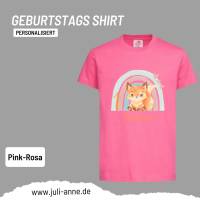 Personalisiertes Shirt GEBURTSTAG Zahl & Name personalisiert Regenbogen Fuchs Bild 6