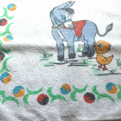 Vintage Handtuch Kinderhandtuch Küken und Esel aus den 70er Jahren